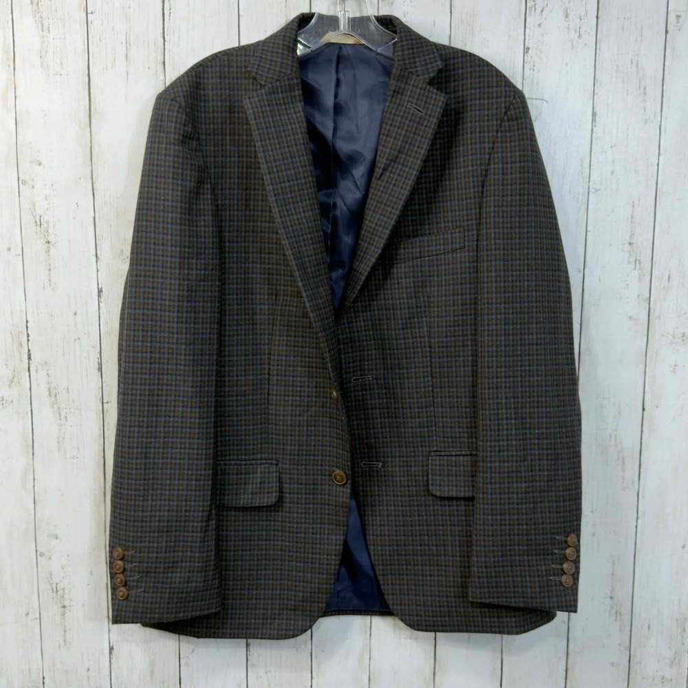 Haggar 1926 Originals Men's Blazer Sport Coat Brown Blue Plaid Size 38R‎